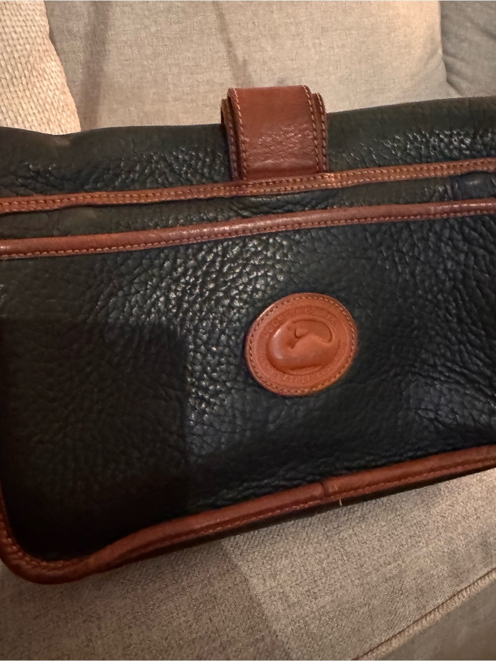 Dooney & Bourke Black and Brown Pebbled Leather Crossbody